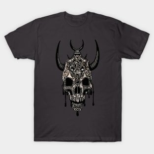 Tribal Tattoo Bulls Skull T-Shirt